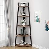 Tribesigns Eckregal 5 Etagen, 176cm hoher Bücherregal, Eckregal Stehend Mehrzweck -Eckständer Display Rack, Pflanzenständer, Eckschrank für Wohnzimmer, Küche, Heimbüro